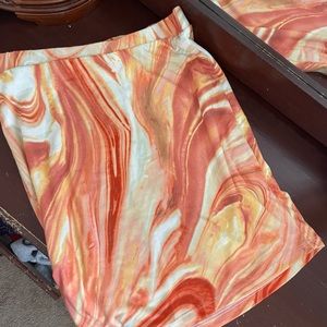 Fashion Nova Orange Marble Bodycon Miniskirt